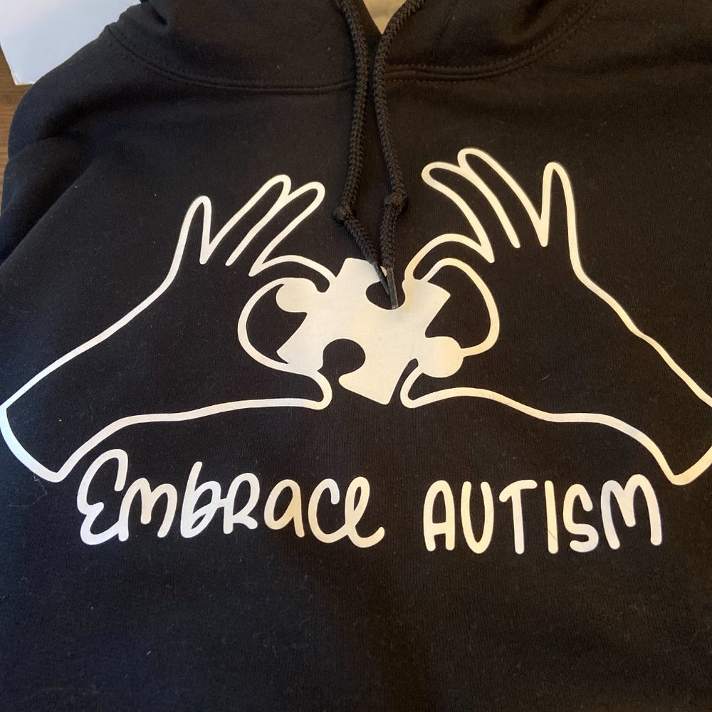 Embrace Autism Hoodie, Black, Unisex Small - Men or Women